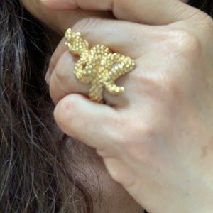 14K electroplated gold snake ring